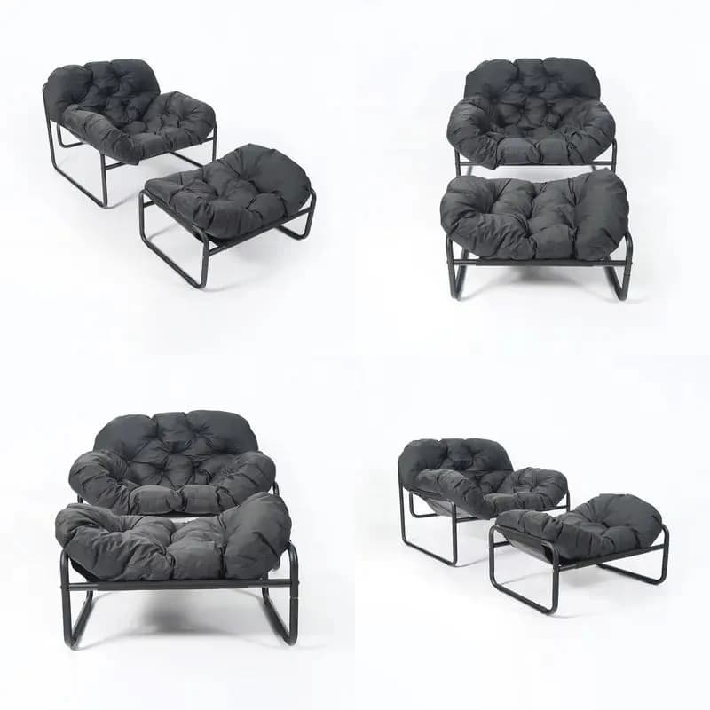 Modern Bean Bag Sofa Chair for Adults Metal Frame Lazy Lounge Furniture for Living Room Balcony Sleep and Leisure