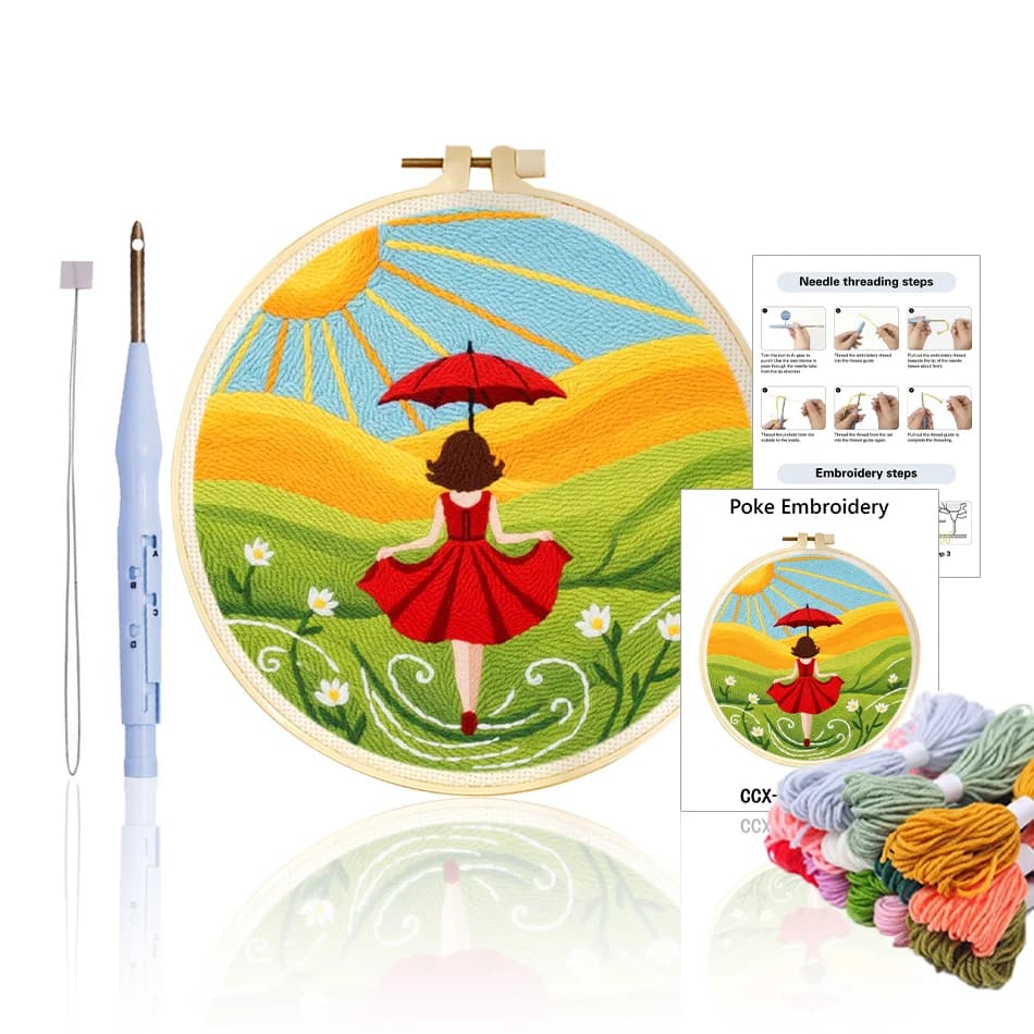 GATYZTORY embroidery punch needle kit embroidery kit for beginners woman Sewing Yarn Knit 20x20cm embroidery hoop Tufting crafts