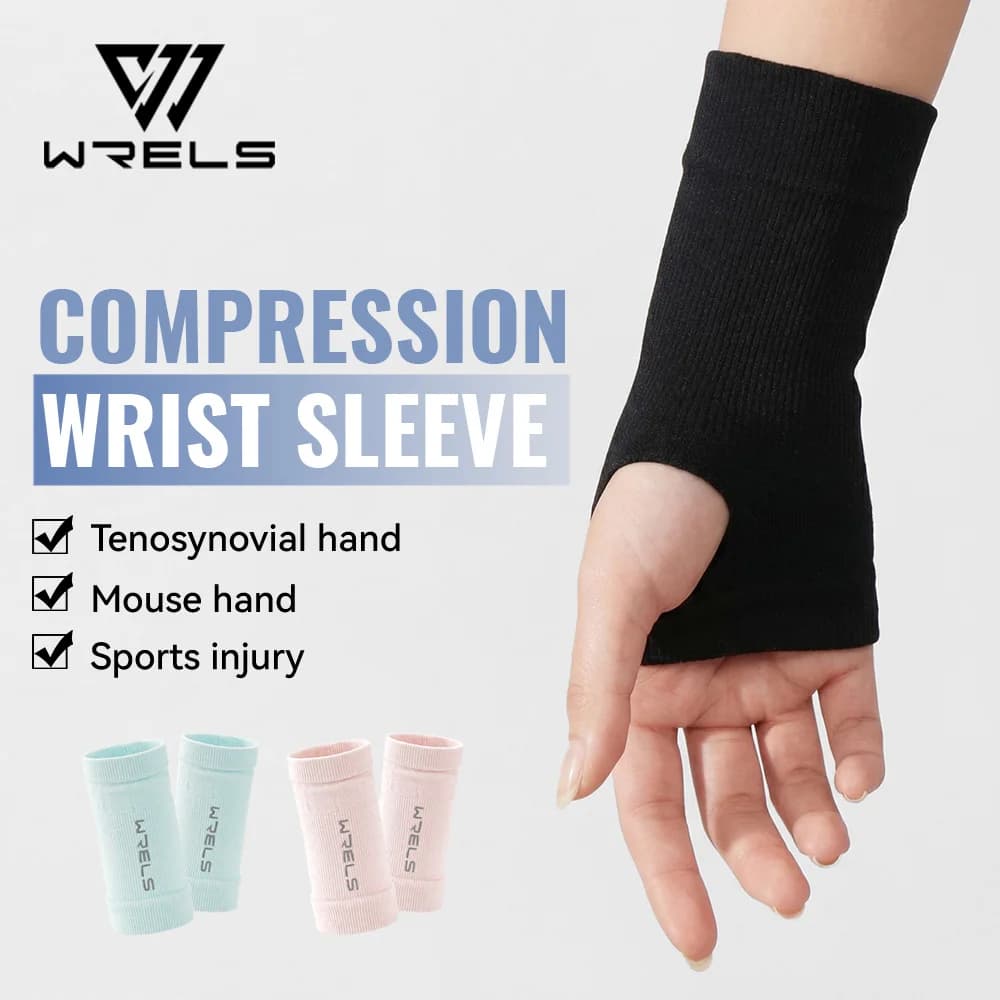 WRELS 1 Paio di Manicotti Compressivi per Polso, Guanti Mezze Dita con Fori per il Pollice, Protezioni per Mani e Polsi, Fascia per il Palmo per Sport e Fitness