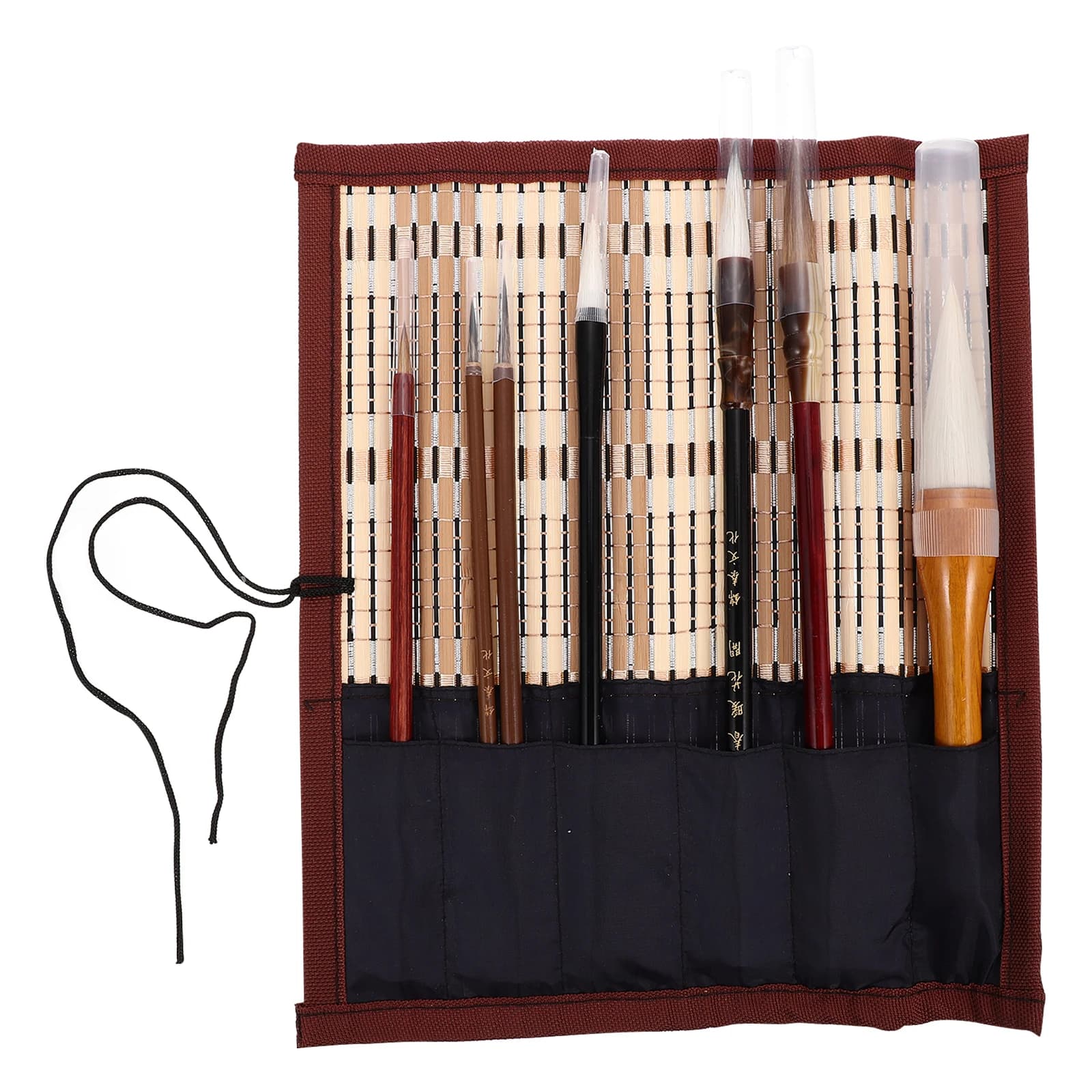 1 Set Chinese Calligraphy Set Light Weight Smooth Surface For Writing Drawing Students Ink Brush Pen Roll-Up Holder Kanji Art