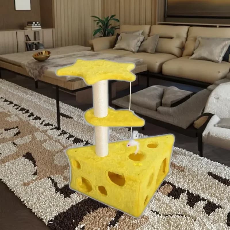 Modern Eco-friendly Cheese-Style Cat Tree Tower Scratcher Tunnel Scratch Resistant Non-Shedding Sisal Carton Custom Sizes
