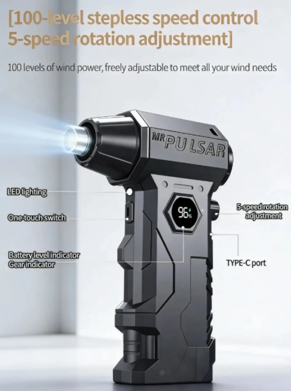 Potente pulitore 3-in-1 X7 da 450.000 giri/min | Pompa ad aria portatile per aspirazione e soffiaggio per detailing auto e manutenzione PC