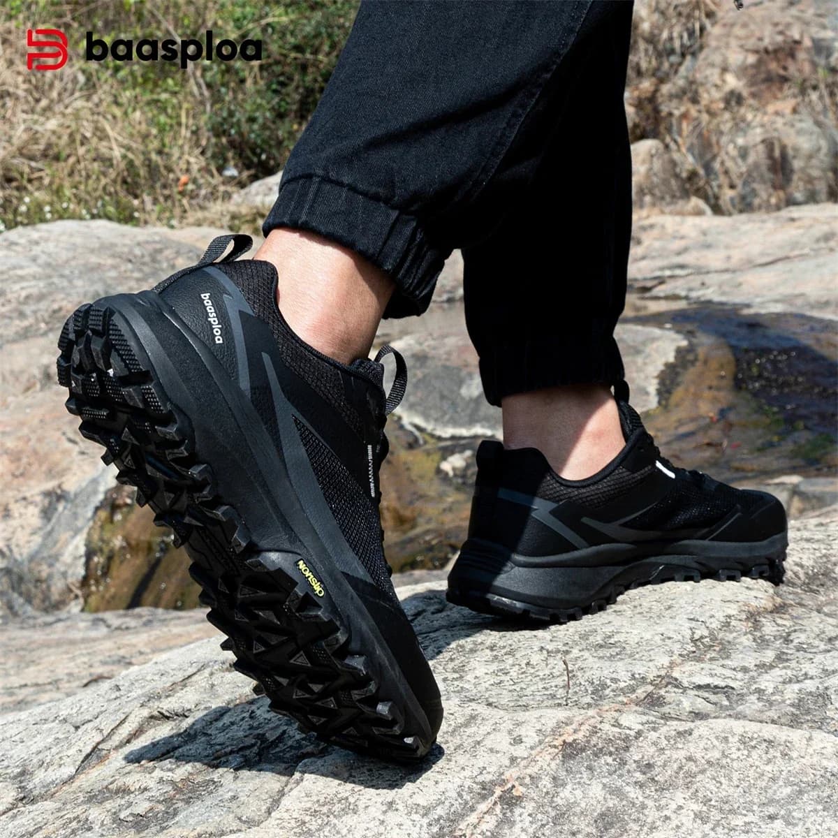 Bassploa Scarpe da trekking da uomo Sneakers da esterno leggere di nuova moda Scarpe da passeggio da uomo Comfort antiscivolo resistenti all'usura all'aperto