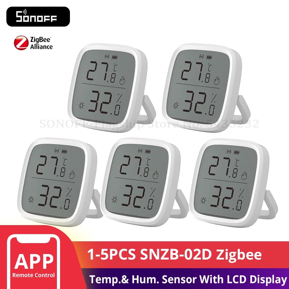 1-5PCS SONOFF SNZB-02D Zigbee Sensore di Umidità di Temperatura Con Display LCD Modulo di Monitoraggio Casa Intelligente per Alexa Google Casa