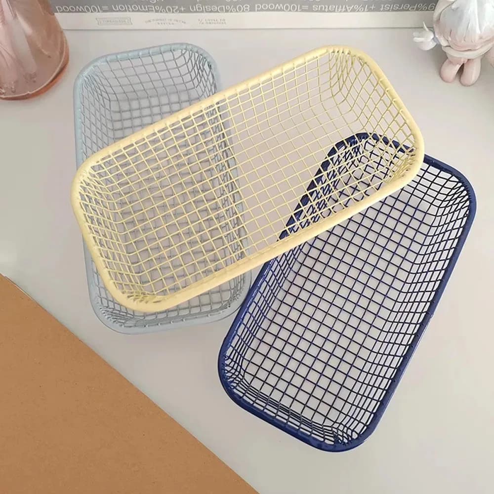 Nuovo cestino portaoggetti in metallo Mini cestino organizer semplice organizzare INS Make Up Smisting Holder Desktop