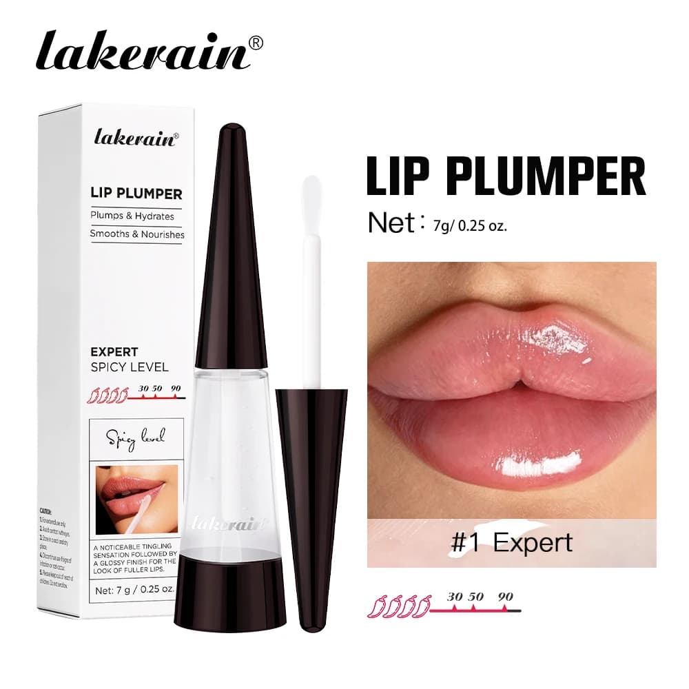 Lakerain Lip Plumper Gloss Oil: Olio Labbra Volumizzante e Idratante a Lunga Durata, Non Seccante