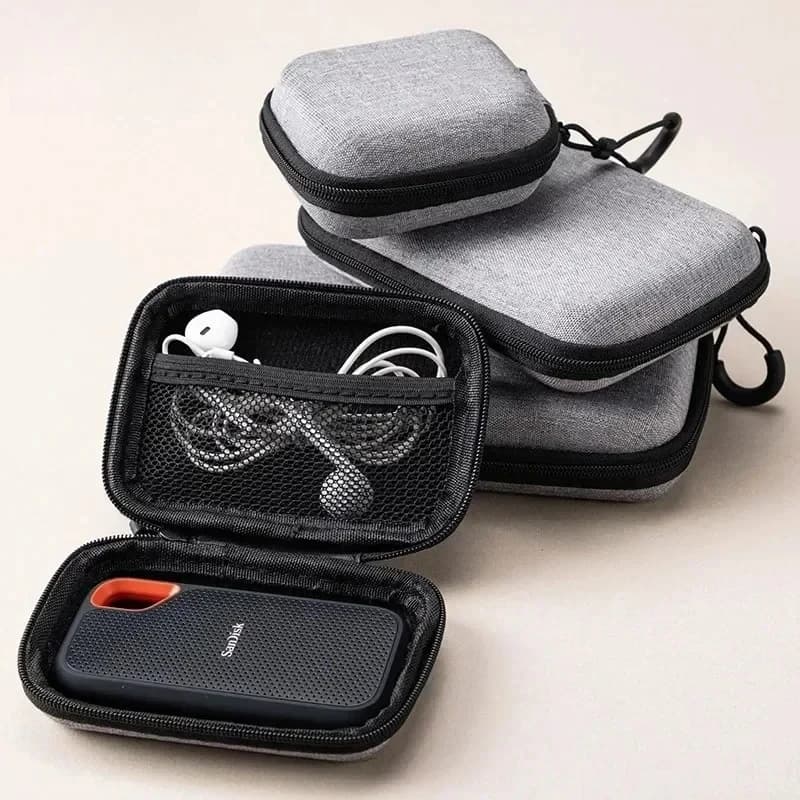 Multi-size Eva Hard Storage Box Travel Bag with Hinge Portable USB Data Cable Charger for Shock Headphones