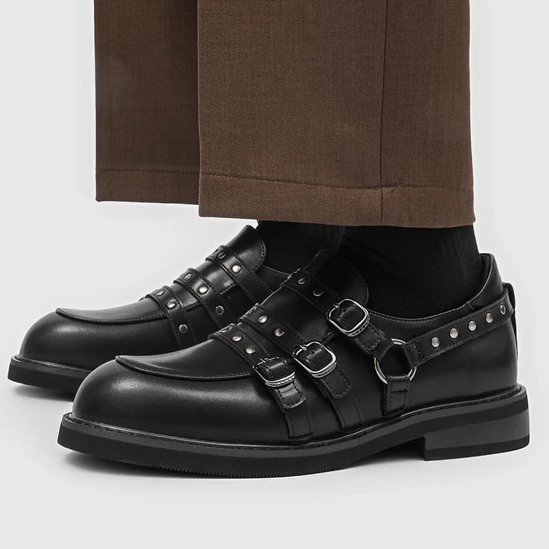 Scarpe da uomo in pelle originali stile punk hip hop, slip-on, mocassini neri da guida, firmati, estivi, traspiranti ed eleganti