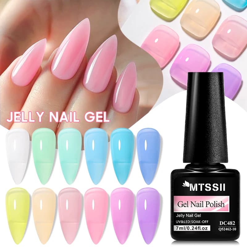 Smalto Gel Colorato Effetto Macaron Traslucido Semipermanente Soak Off UV per Manicure e Forniture Unghie