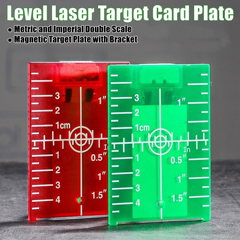 Laser level target card Red/green line beam distance plate Inch/cm leveling card tool hanging on wall and floor