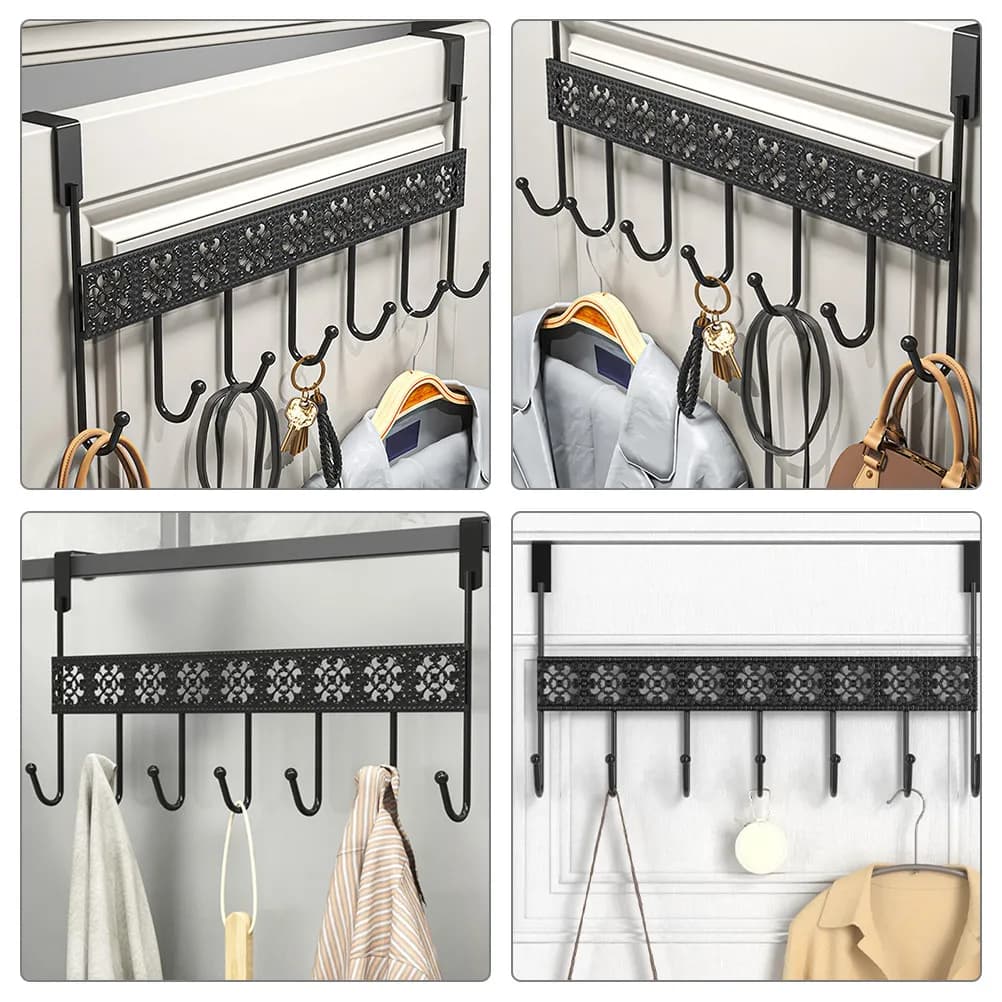 Hook Rack Sturdy Iron Simple Design Bathroom Wall Mounted Towel Robe Hanger Organizer Key Clothes Storage Space Saving