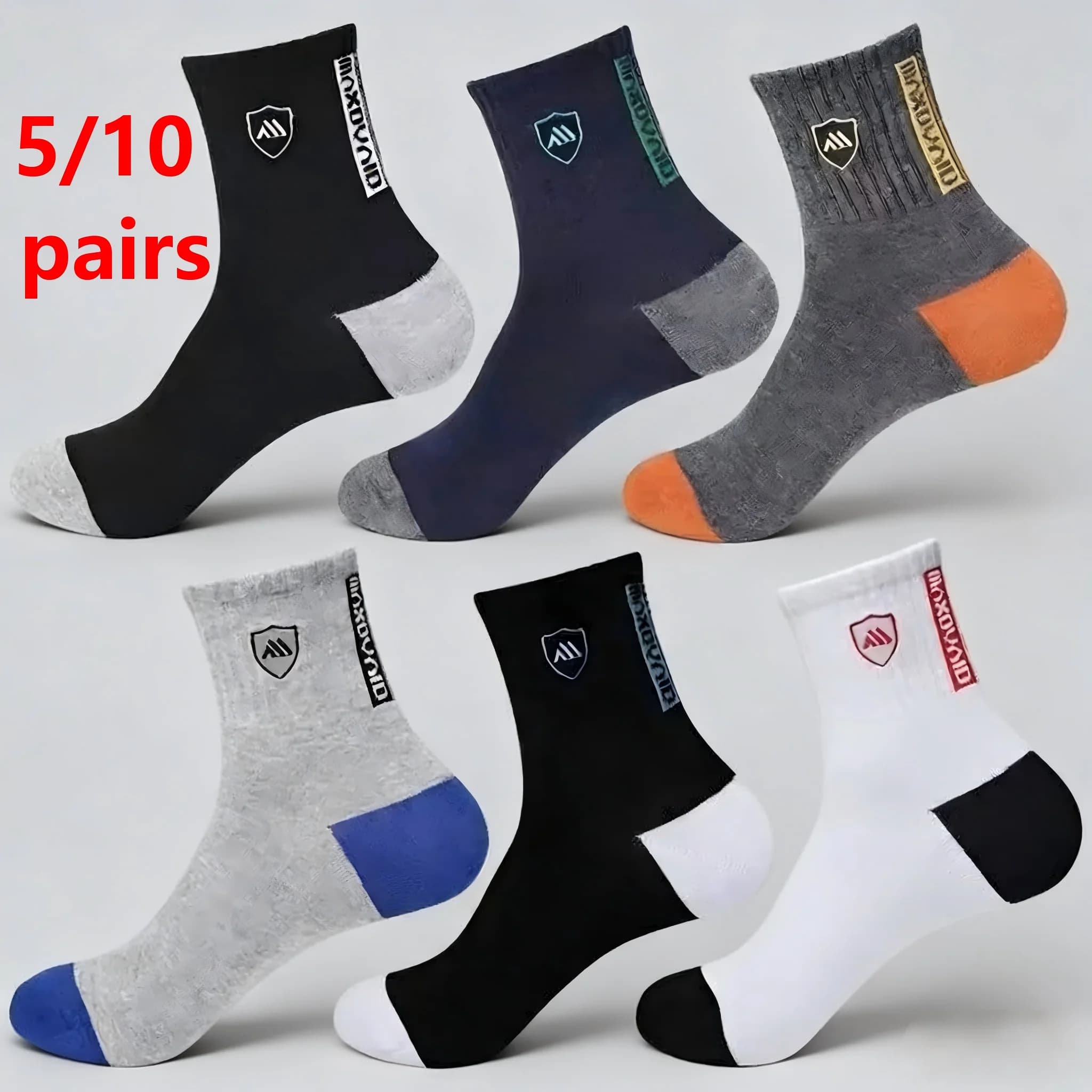 5/10 pairs of breathable men's basketball socks for deodorant sports socks for spring and autumn sweat absorption