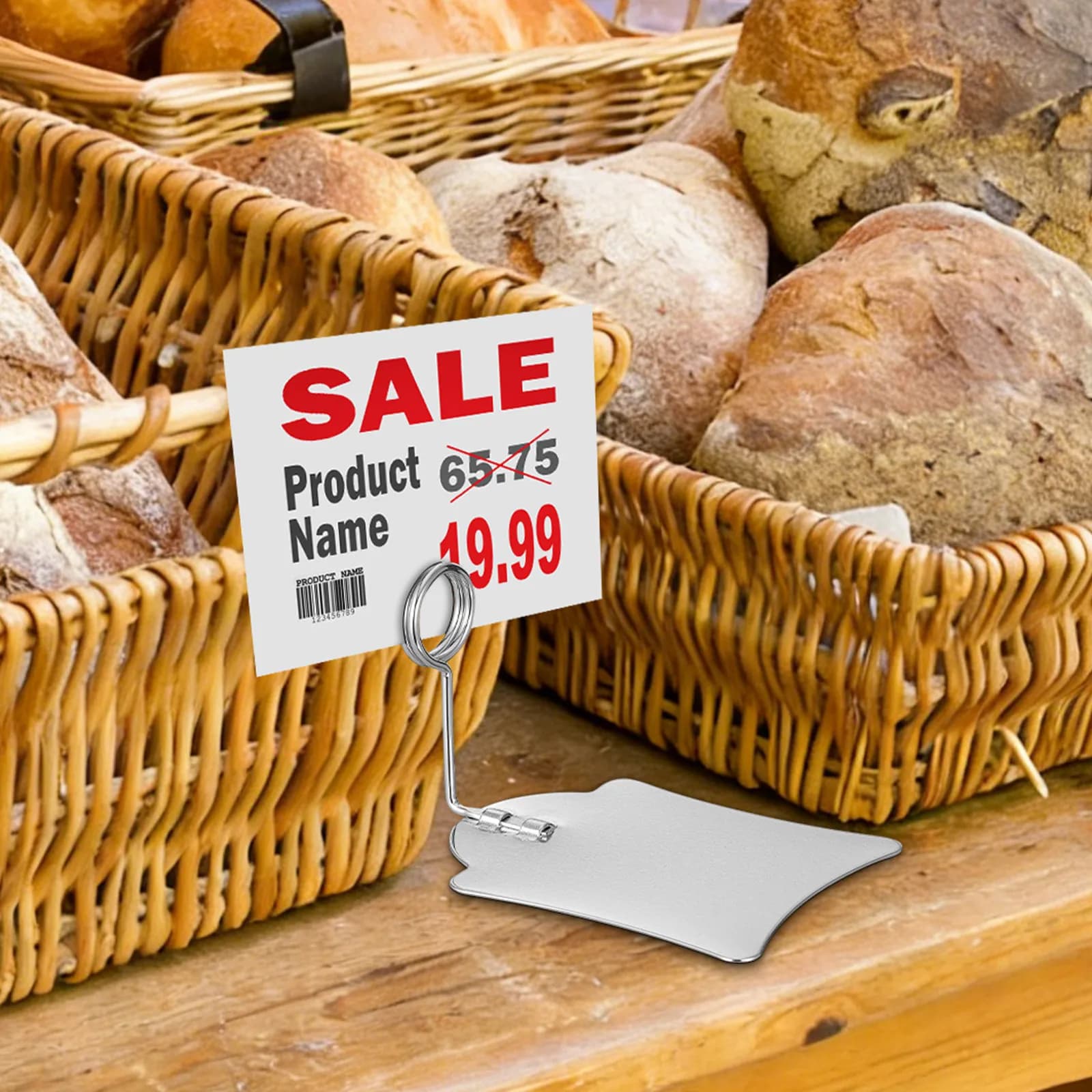 Set di 3 Portaetichette in Metallo, Clip per Esposizione Prezzi, Supporto per Cartellini Alimentari da Supermercato, Clip Pubblicitarie