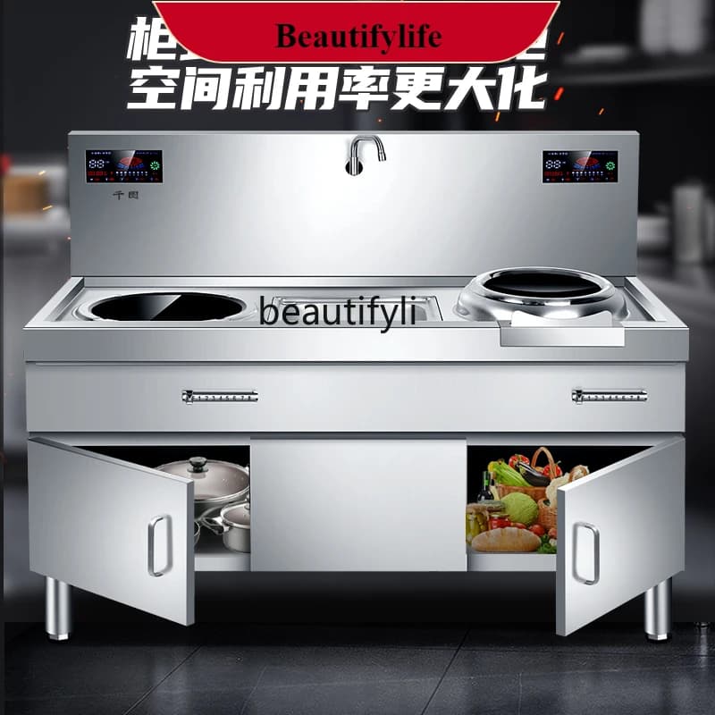 E132 Grande padella elettrica Combinazione piatta concava Stufa fritta commerciale Stufa per zuppe Giubbotto Attrezzatura da cucina commerciale