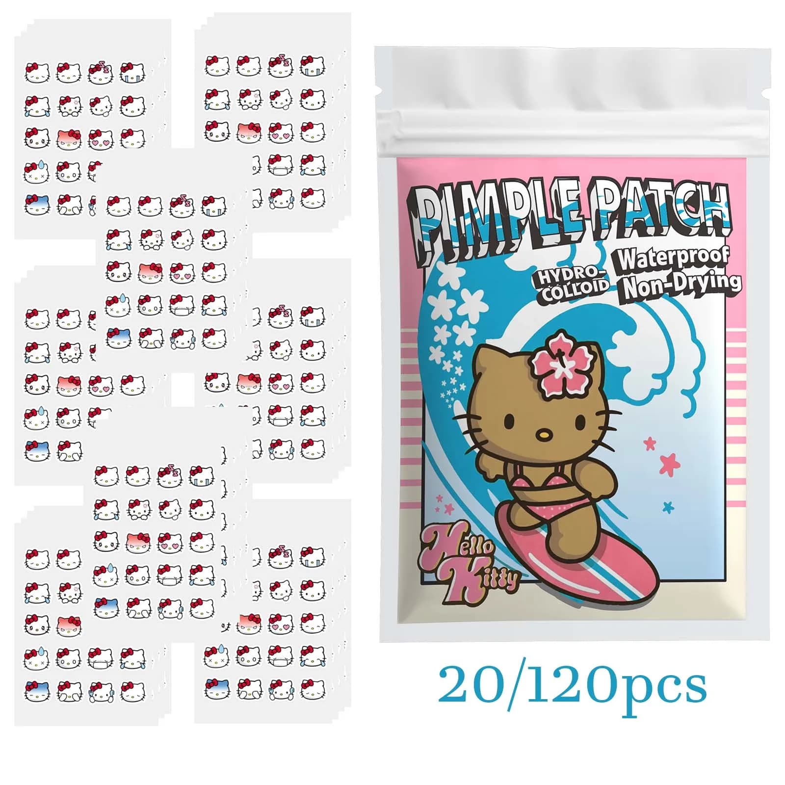 Hello Kitty Acne Stickers 20/120PCS Hydrocolloid Invisible Pimple Cover with Salicylic Acid and Centella