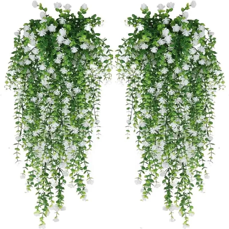 Piante Artificiali Pendenti con Foglie di Eucalipto: 2 Pezzi di Viti Verdi per Decorazioni da Parete, Casa, Giardino e Matrimoni