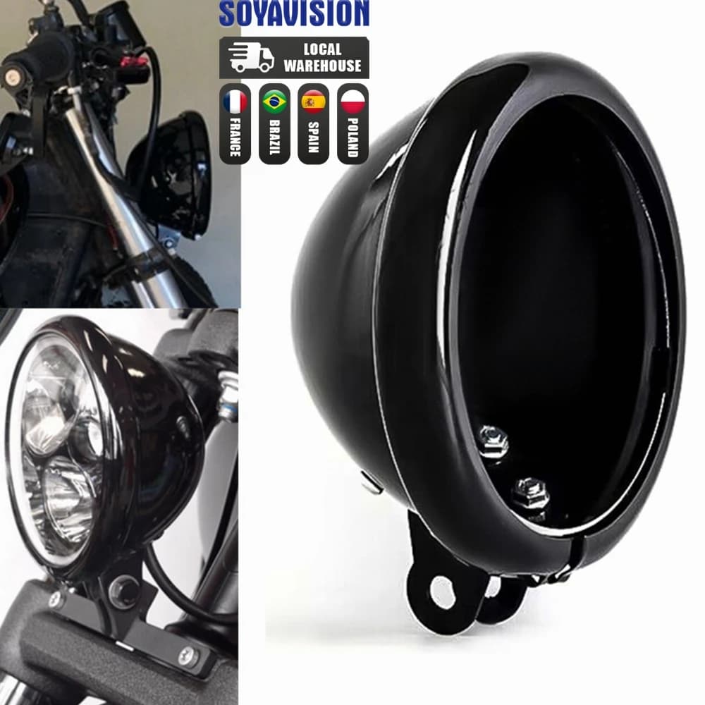 Per Harley Dyna FXD Sportster XL1200 XL833 Moto Personalizzata In Acciaio 5-3/4 "5.75 Pollici HA CONDOTTO LA Staffa Del Faro Faro copertura dell'alloggiamento