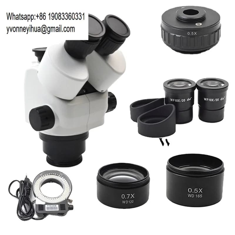 Microscopio stereo trinoculare QZHZLA 5-50X con zoom continuo, oculare WF10X/20, adatto per la riparazione e la saldatura di PCB di telefoni cellulari.