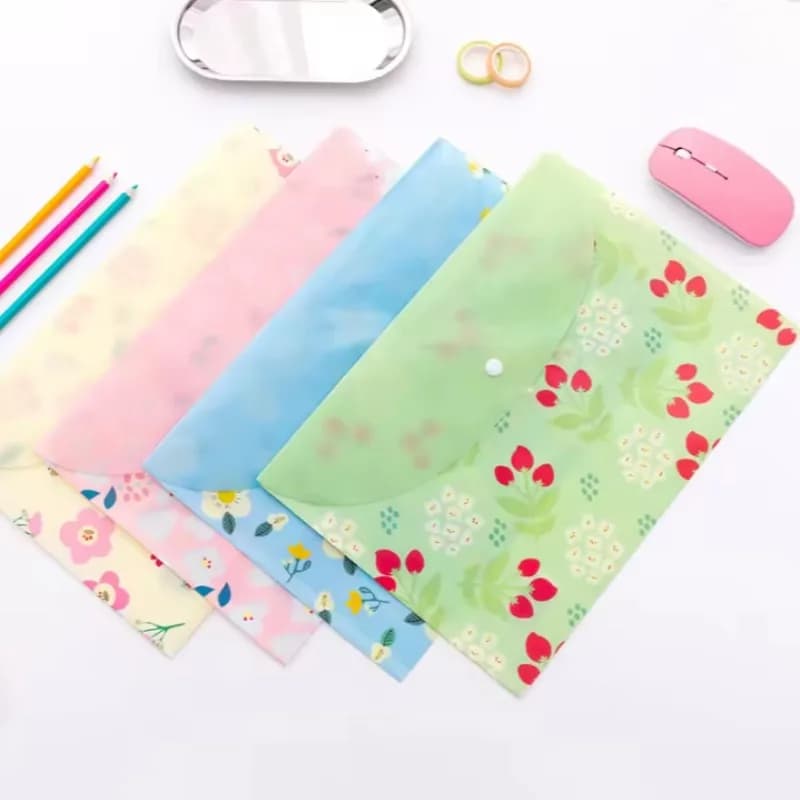 Cartella portadocumenti A4 da 1 pezzo con chiusura a scatto, borsa per documenti con motivo floreale, materiale scolastico per l'organizzazione della carta