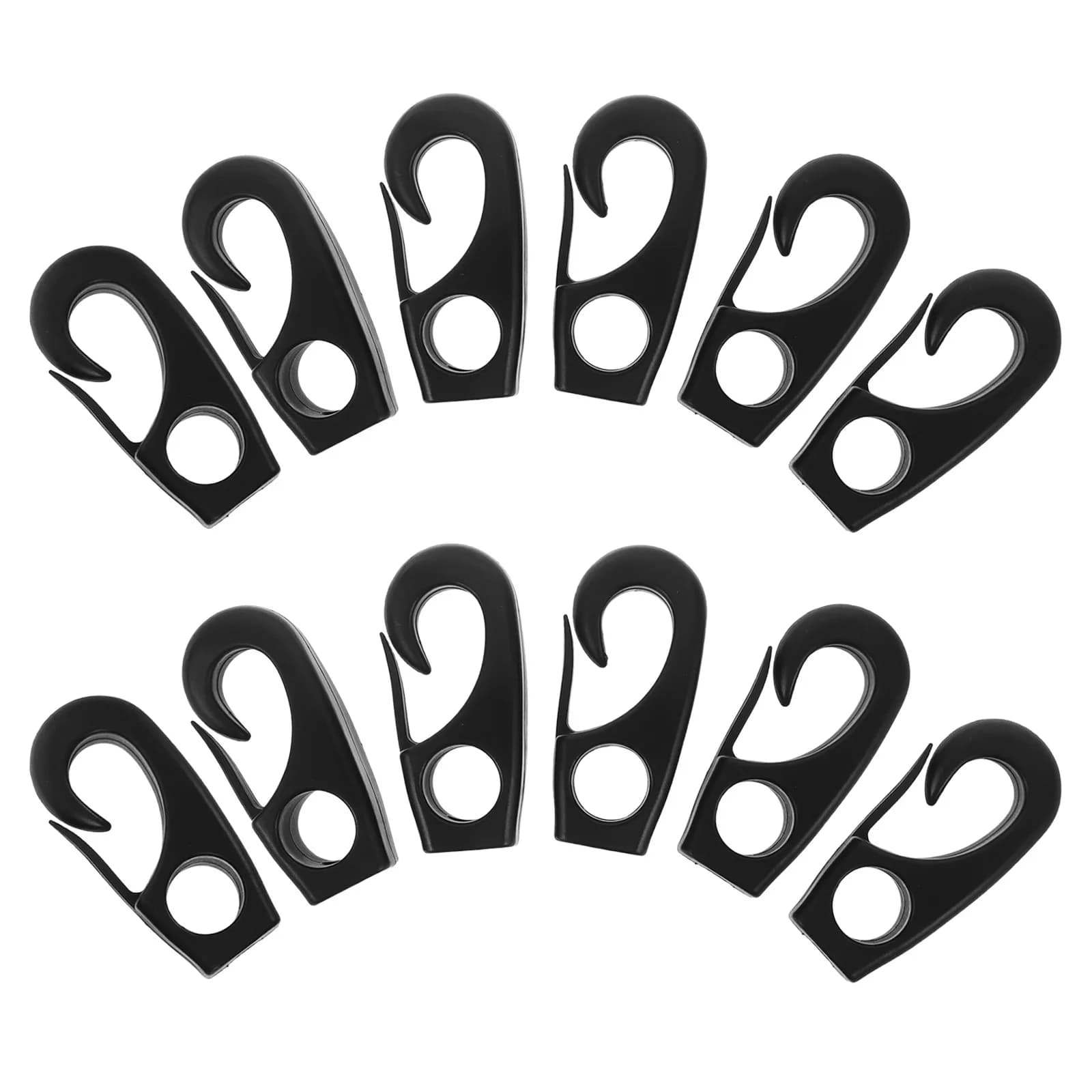 12Pcs Black Nylon Bungee Rope Hooks Elastic Cord Clips for Kayak Canoe Boat Marine Shock Cord Lashing Rowing Supplies Terminal
