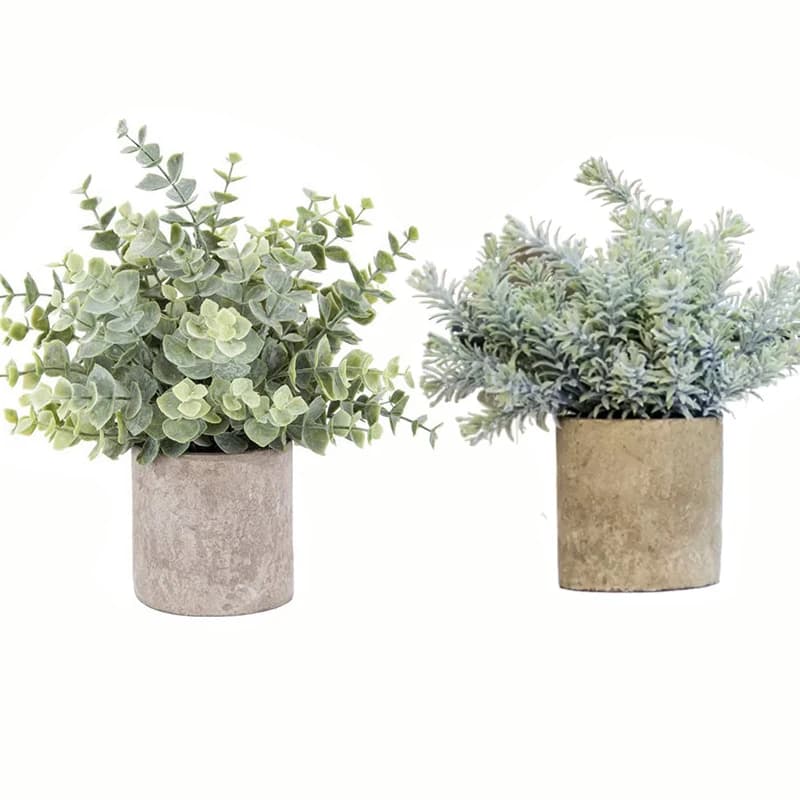 Artificial Green Rosemary Eucalyptus Potted Plant Decorative Indoor Living Room Floo Ornament