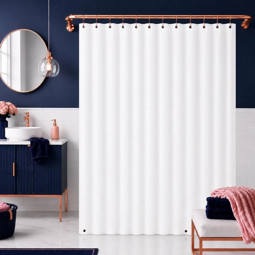 Extra Heavyweight 10 Gauge PEVA Shower Curtain Liner Waterproof Bathroom Curtain with 3 Magnets 70 x 72 Inches White