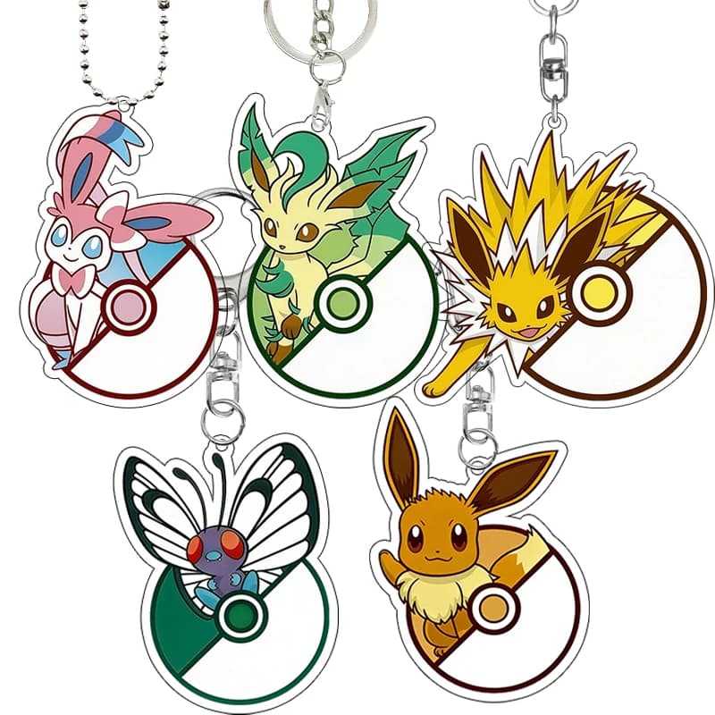 Portachiavi in Acrilico con Motivi Anime Vaporeon, Flareon, Espeon, Sylveon, Jolteon, Glaceon, Leafeon, Accessori per Borse, Ciondoli, Regali