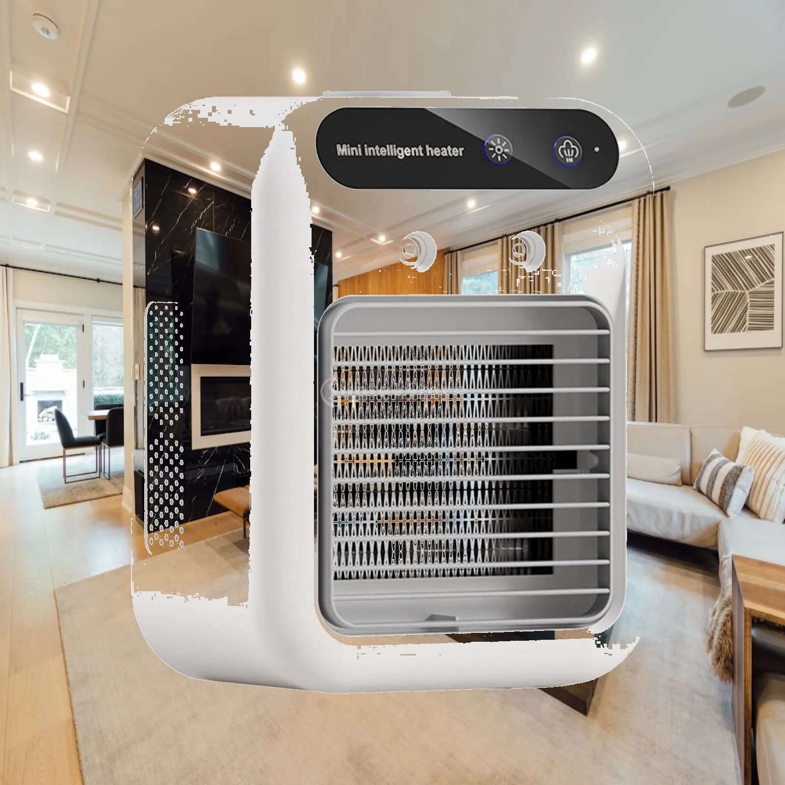 Ventilatore, Stufetta Elettrica con Umidificatore, Riscaldatore Rapido, Termoventilatore per Scrivania e Interni