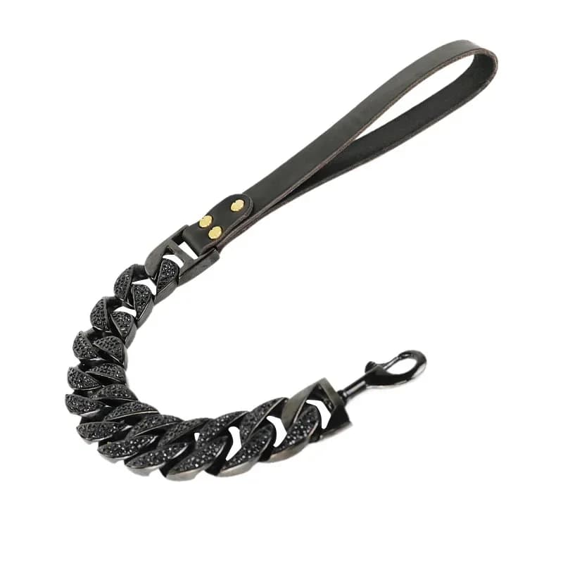 Set di Collare e Guinzaglio per Cani di Lusso Personalizzato, Design Elegante, Collare in Acciaio Inossidabile a Catena Cubana Resistente