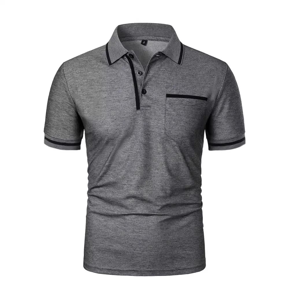 Nuova Polo da Uomo a Maniche Corte con Colletto e Bottoni, Tasca, Casual Sportiva, Stile Europeo, Estiva, Traspirante, per Golf, Moda, Abbigliamento da Palestra