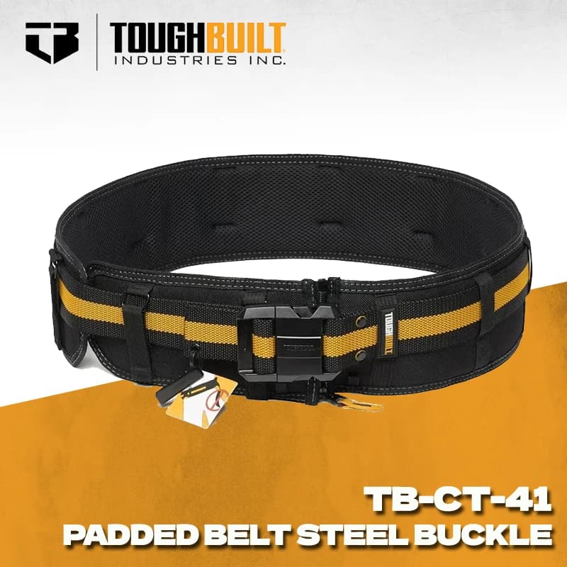 Cintura Imbottita TOUGHBUILT TB-CT-41 con Fibbia Resistente e Supporto Lombare, Cinture da Lavoro per Edilizia, Attrezzi Toughbuilt