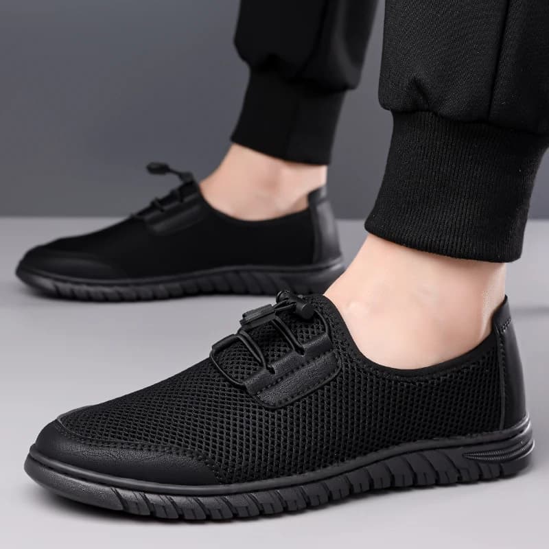 Men's Minimalist Loafers, Summer Hollow Out Mesh Slip-On Shoes, Breathable Non-slip Soft Sole Casual Footwear-ht666