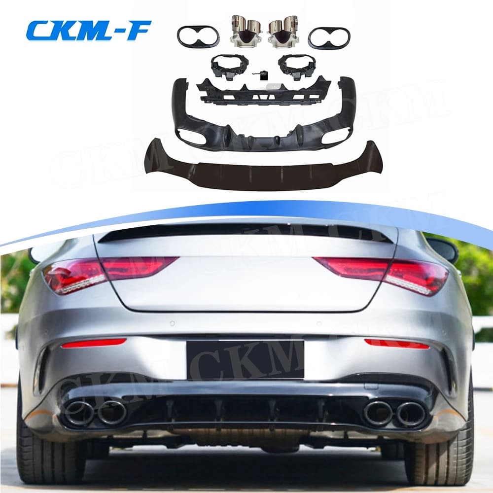 Material ABS bumper Rear Diffuser For Mercedes Benz W118 C118 CLA180 CLA200 CLA250 CLA35 CLA45 AMG 2020 2021 Auto Car Styling