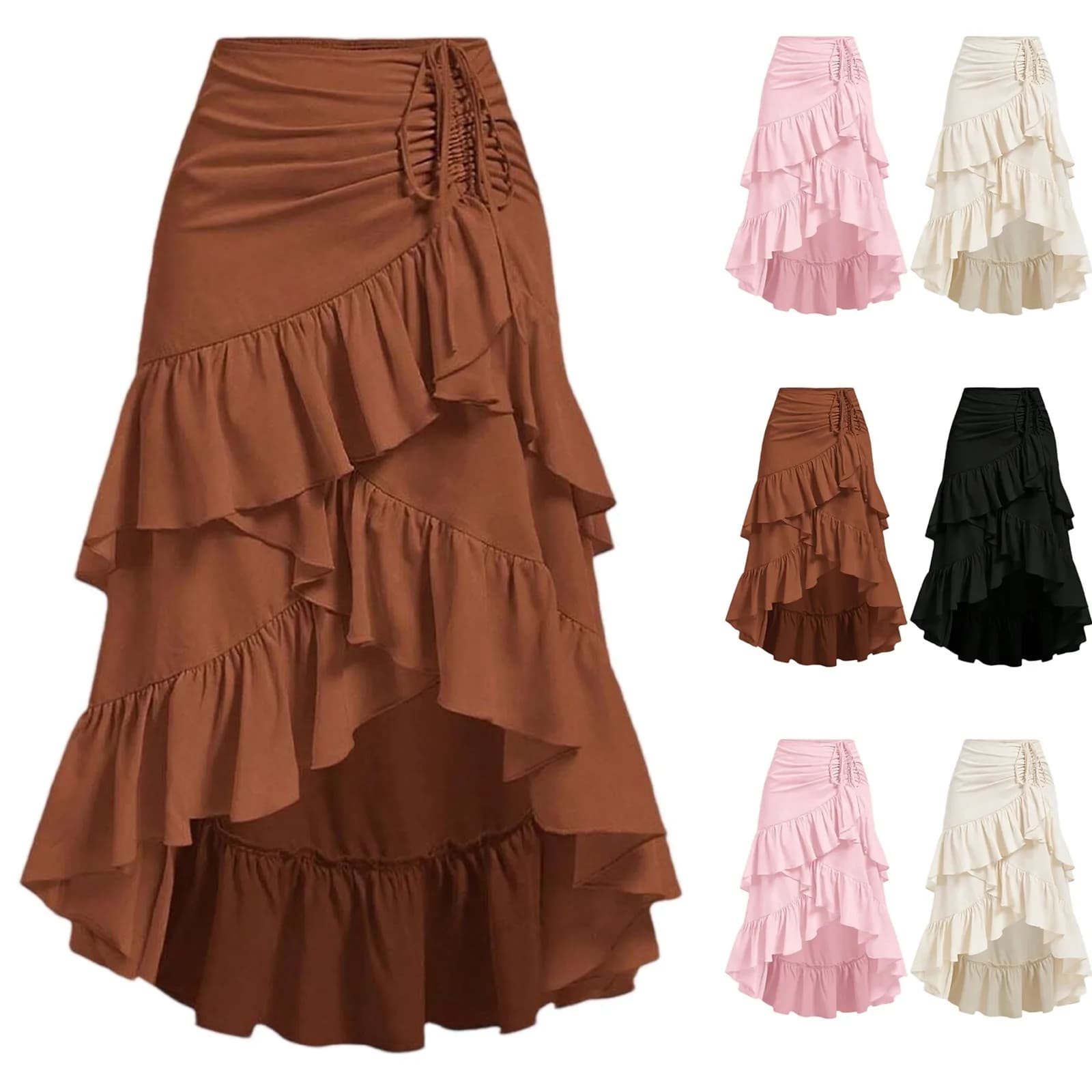 Cosplay Vintage Steampunk Medieval Victorian dress ripped in satin and lace Gothic skirts Women's corset skirts Pirate costumes