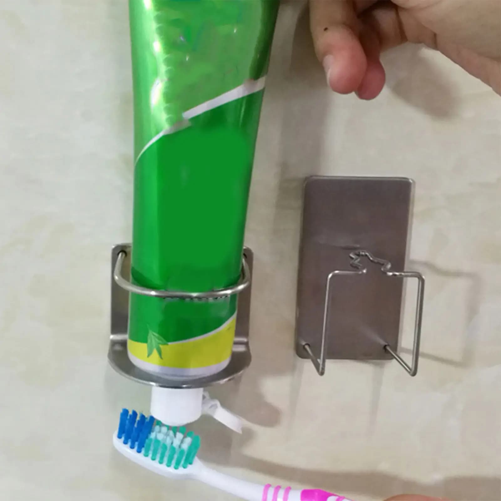 2 Pezzi Portaspazzolini e Porta Dentifricio in Acciaio Inossidabile, Organizzatore da Bagno a Parete, Design Premium 304 con Drenaggio, Compatto
