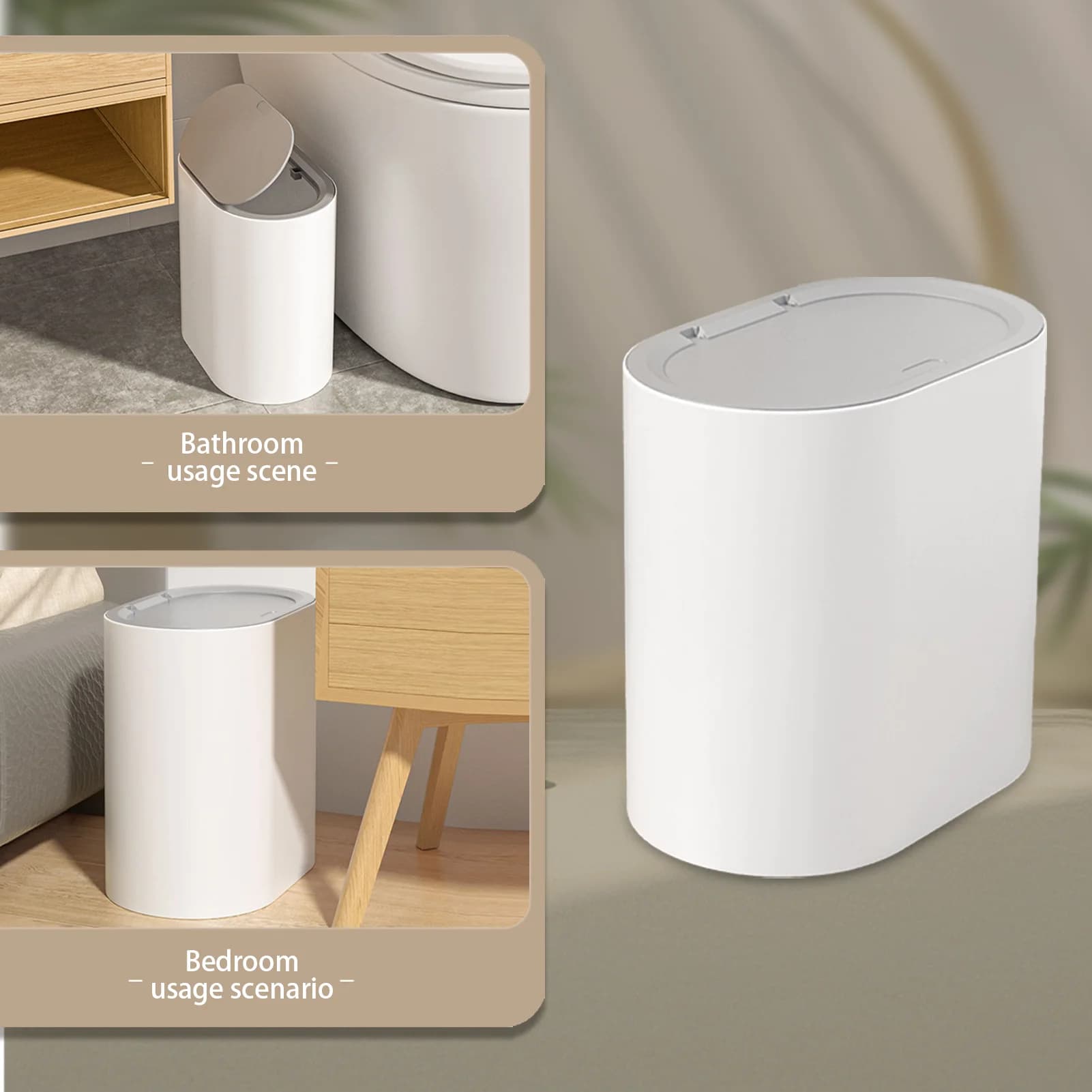 Cestino per rifiuti da bagno con coperchio a pressione, contenitore anti-odore, cestino per immondizia con apertura a pressione, cestino per rifiuti per accessori da cucina