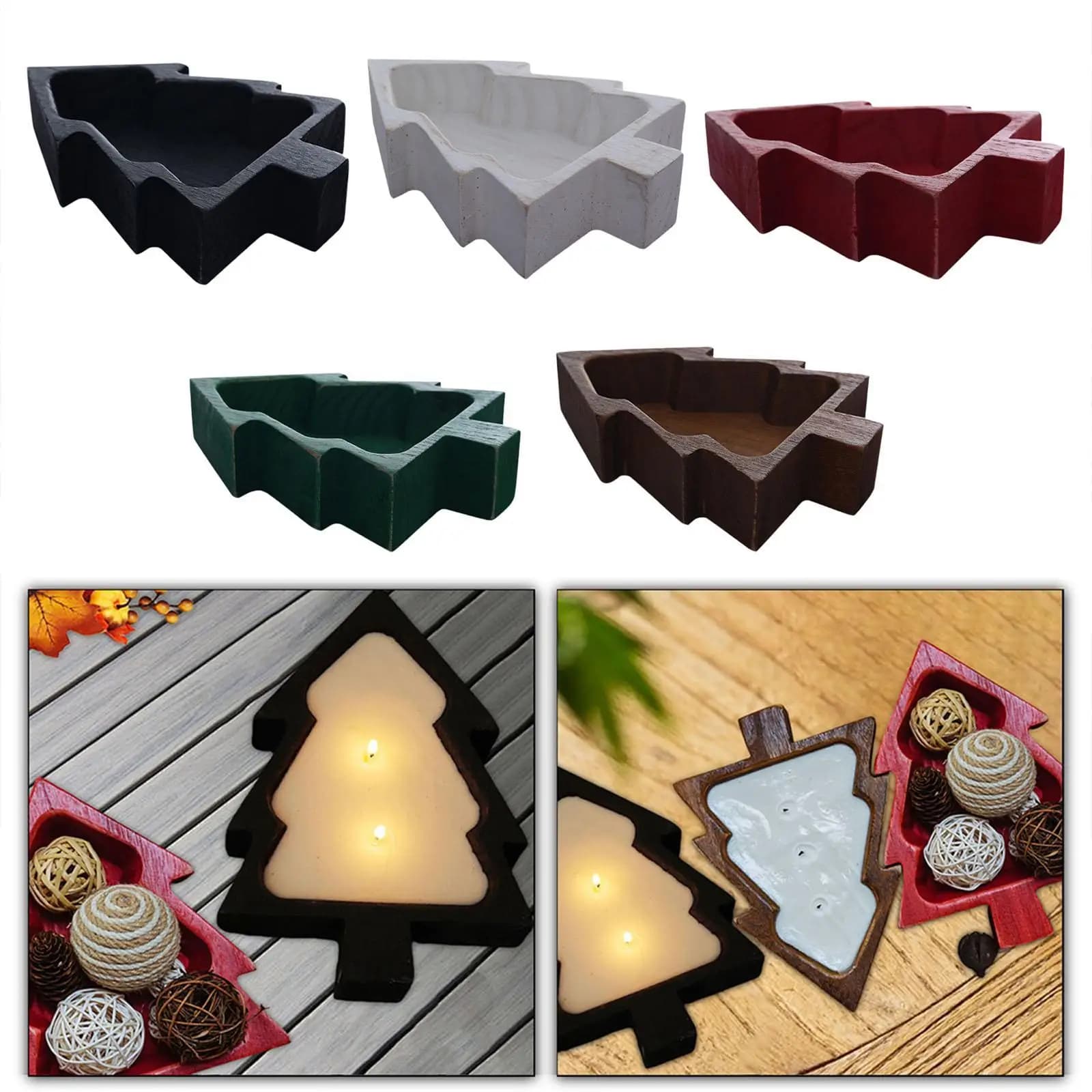 Vassoio da portata per albero di Natale Decorazione per feste di Natale Piatto da snack in legno Piatto da portata per caramelle Dessert Frutta secca Matrimonio