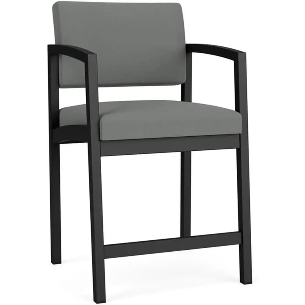 Poltrona Moderna per Area di Ricevimento - Struttura in Metallo Nero con Cuscino Grigio Chiaro