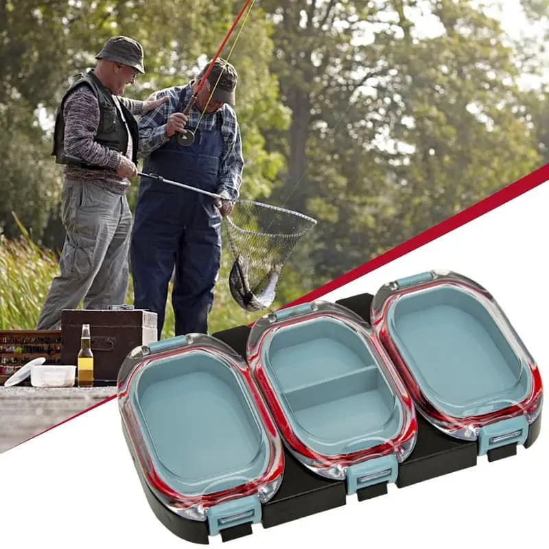 Magnetic Fishing Love Box Tray for Equipment Small multifunctional waterproof fishing box with transparent cover 3 compartments Magnet Fly