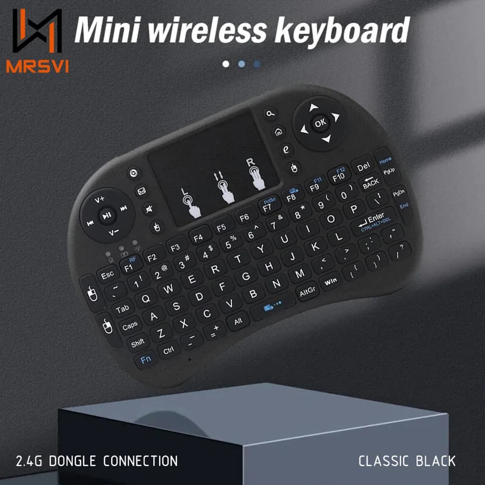 MRSVI I8 2.4G Mini wireless keyboard Classic Black Air Mouse Touchpad with remote control for Android TV Box PC Smart TV