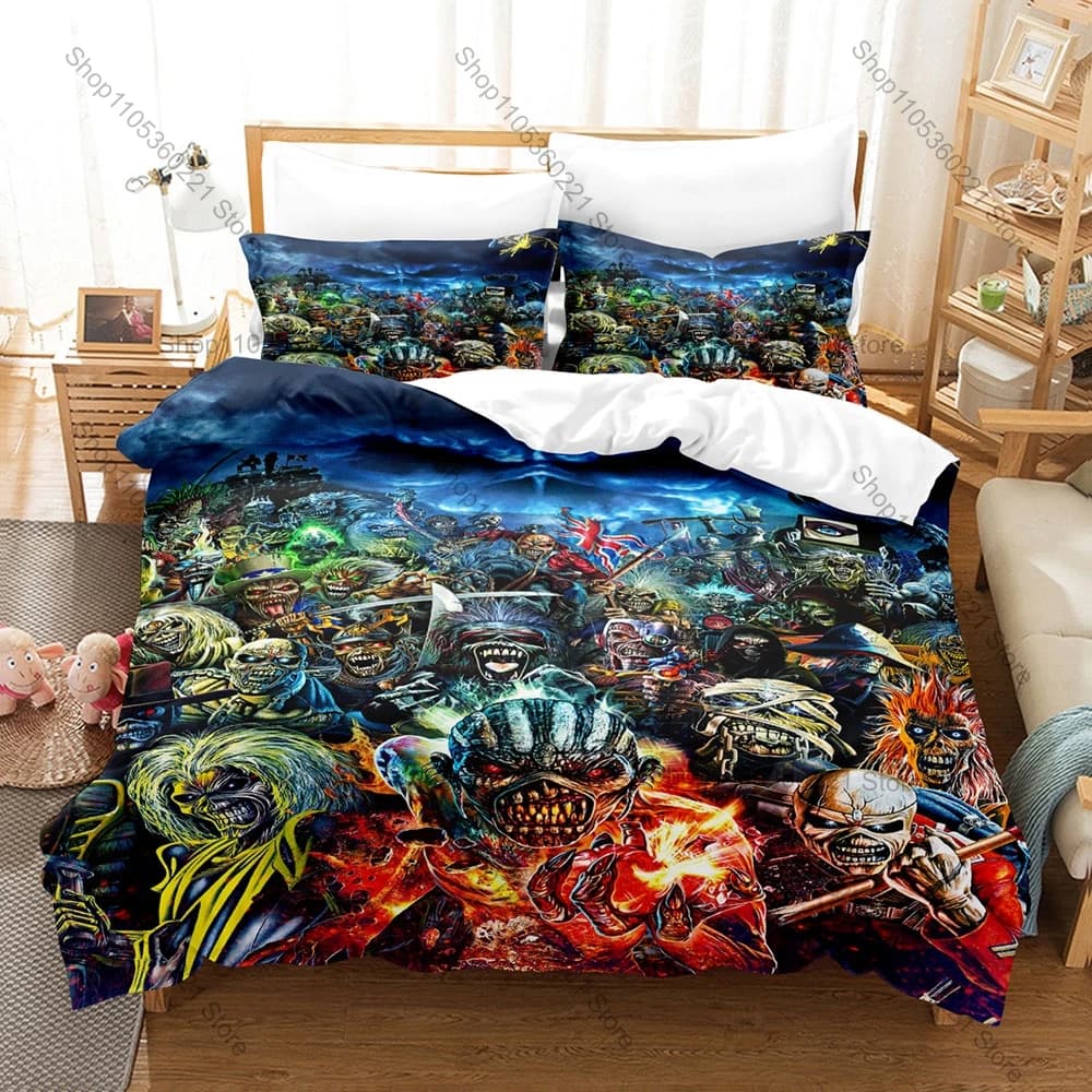 Soft Monochrome Retro War Field Abstract Line Art 3Pcs Bedding Set Duvet Cover & Pillowcases Minimal Dark Military Home Textile