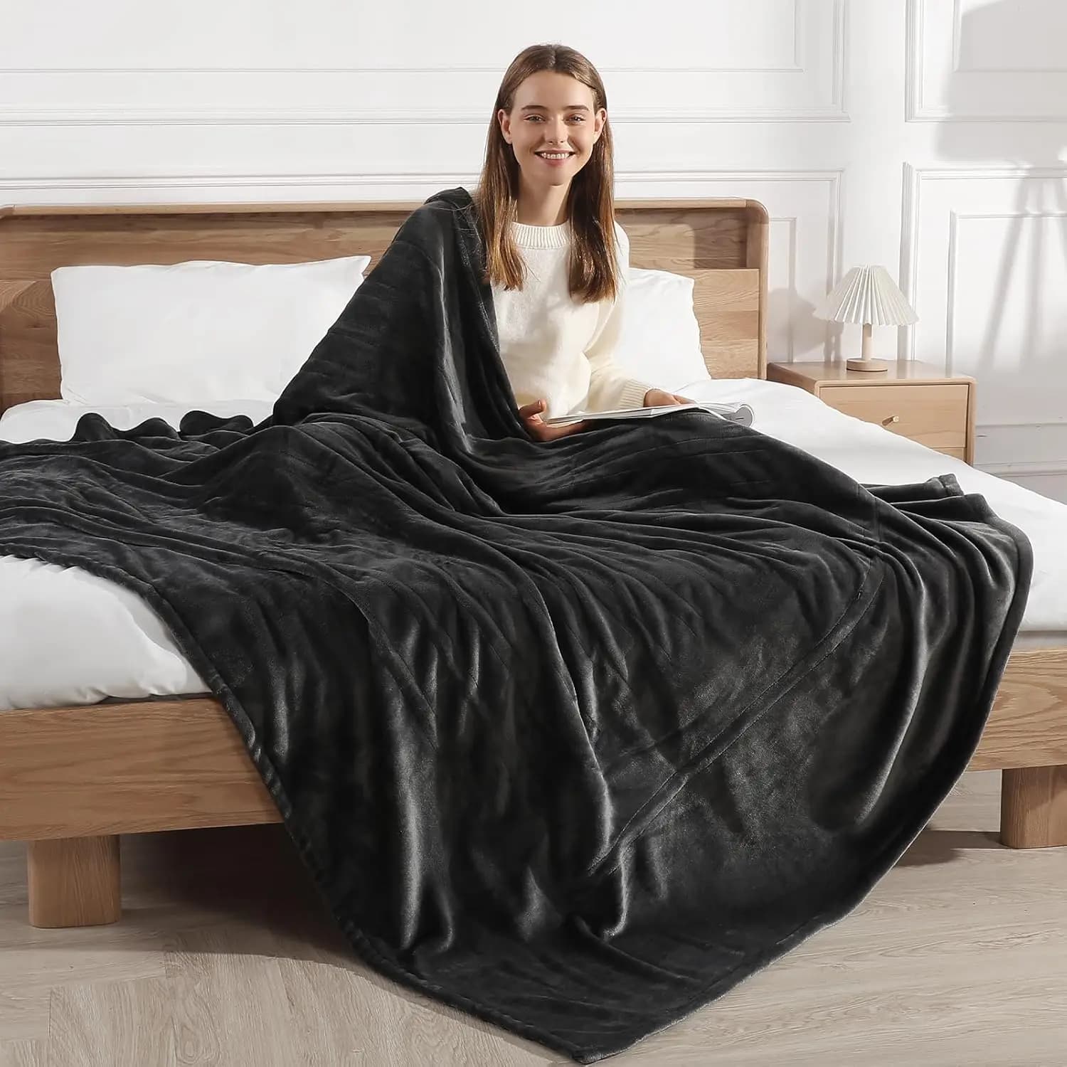Coperta riscaldata elettrica a grandezza naturale con 5 livelli di calore, spegnimento automatico, lavabile in lavatrice - Regalo perfetto per adulti