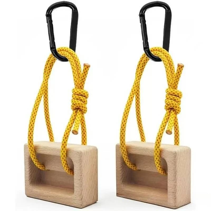 Climbing Hangboard Wooden Dual Pocket Grip Blocks Loading Pin Portable Dual Depth Finger Strength Grip Power Forearm Training