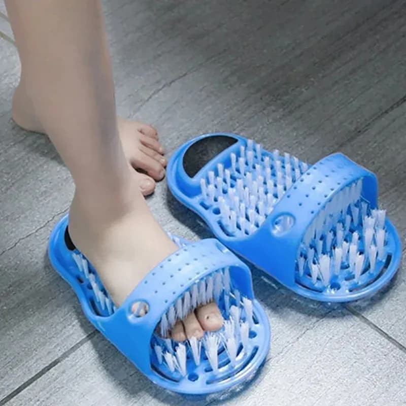 1Pc Shower Foot Scrub Massager, Bathroom Foot Brush Remove Dead Skin Exfoliator, Spa Foot Cleaning Washable Slipper Tool