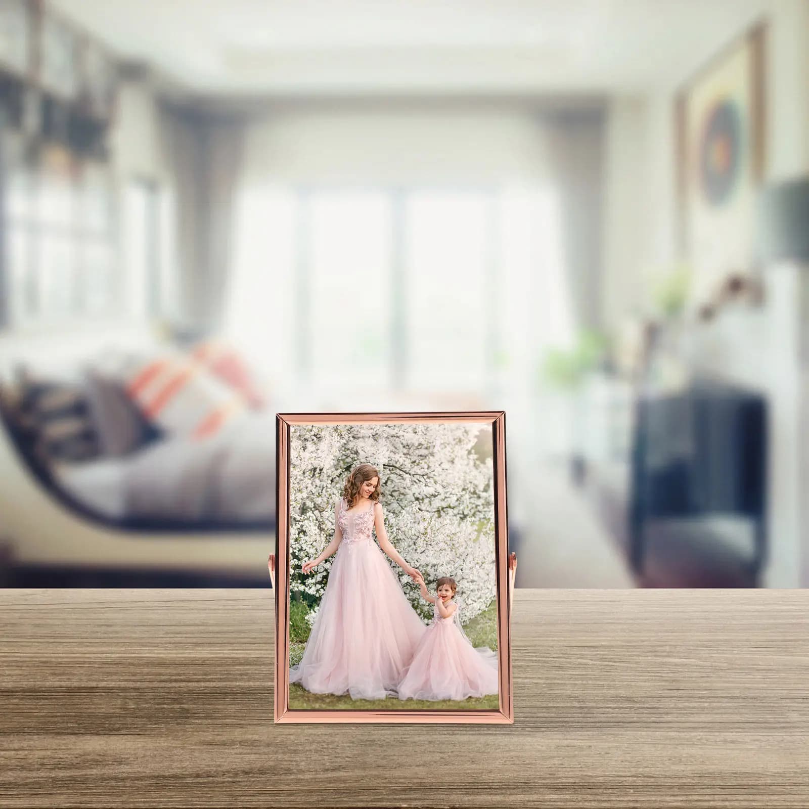 Fluctuating Glass Frame with Metal Support for Bedroom Decoration, Office, Store, Desk Display, Elegant Home Decoration