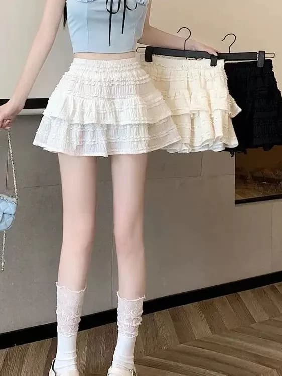 Gonna Corta Estiva da Donna Stile Coreano Sweet Ballet 2026 Nuova Vita Alta a Trapezio Soffice per Ragazze Piccole