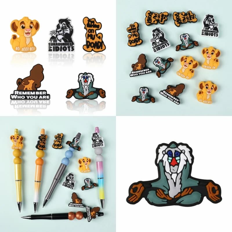 5/10 pezzi perline focale in silicone animale del fumetto per la creazione di gioielli fai da te con perline penna portachiavi braccialetto accessori di gioielli popolari
