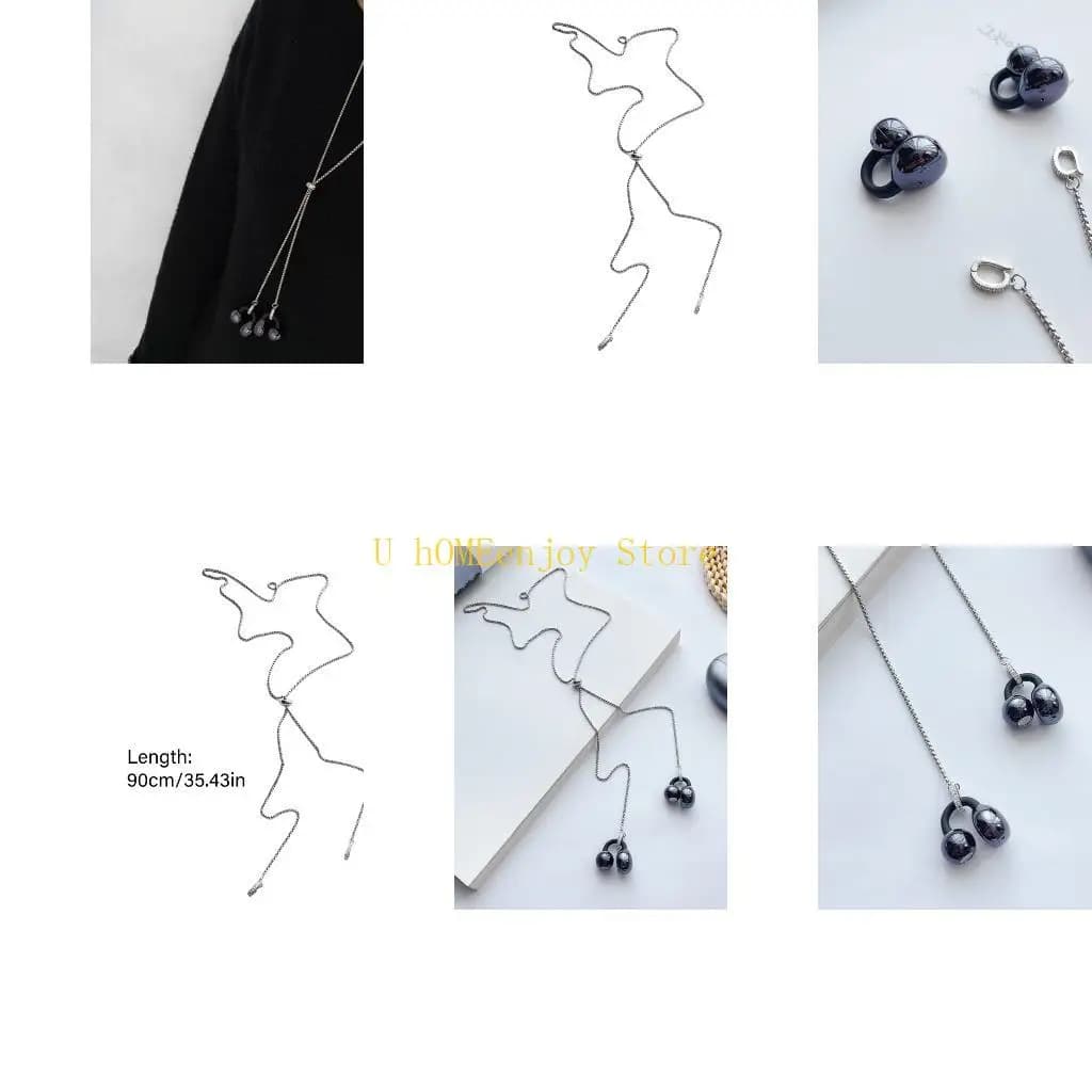 B0KF Safety straps for anti-loss earphones Stainless Steel Necklace Closure for FreeClip Sports