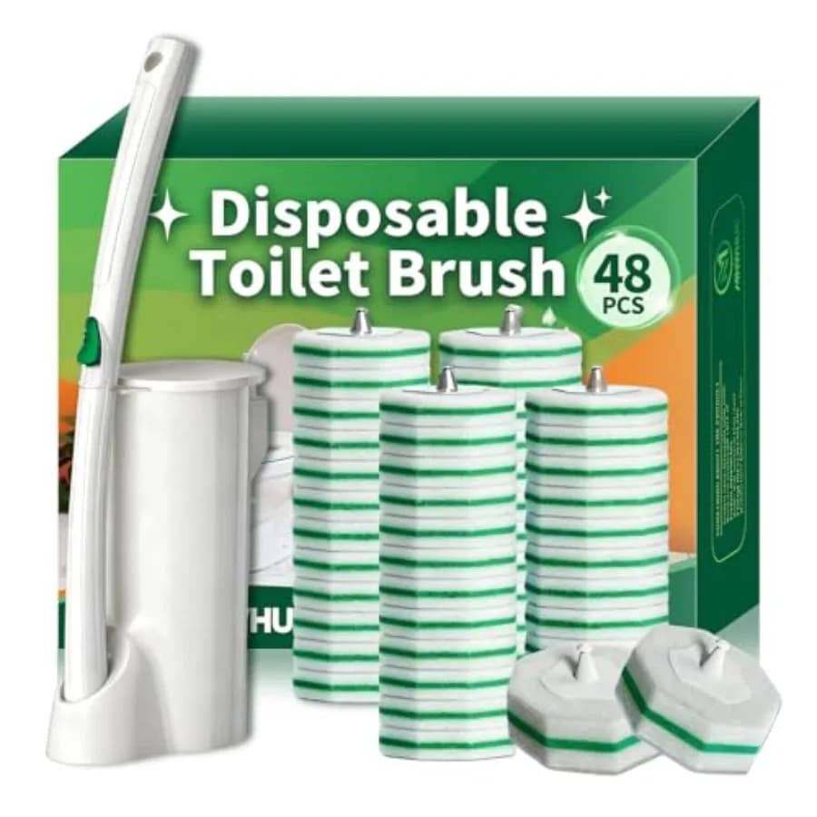 Sistema di Pulizia WC Usa e Getta con 48 Ricariche per Spazzola, Kit Iniziale con 1 Spazzola e 1 Supporto