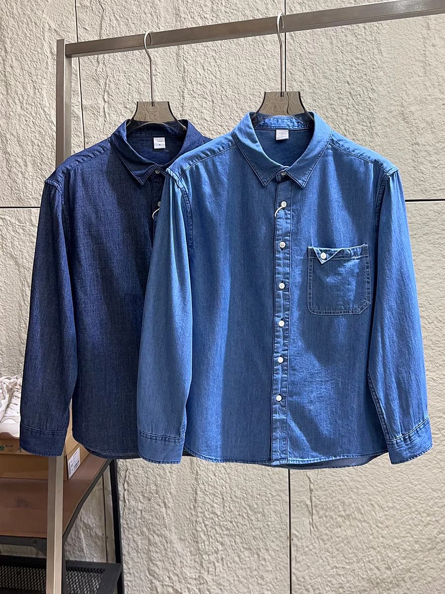 Cotton Denim Long Sleeve Casual Collar Shirt Men's Lightweight Outerwear Spring Autumn Versatile Soft Washed Jeans